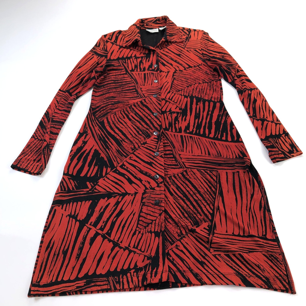 Chico's Women's 0 Slinky Acetate Above Knee? Dress Orange Black MINT